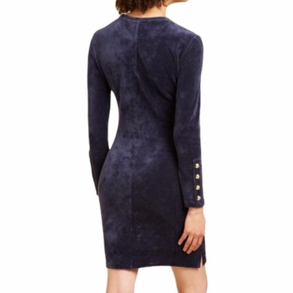 Juicy Couture Black Label ~ Navy Velvet & Gold Accent Holiday Dress Perfect NWOT - Picture 5 of 13